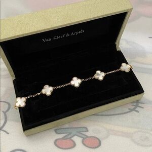 Van Cleef & Arpels Gold and White Clover Bracelet